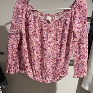 Pink, off the shoulder blouse